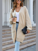 Women’s Ribbed Open Front Cardigan with Pockets | Casual Knitwear